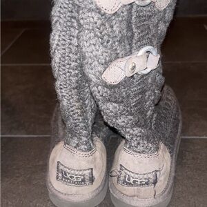 UGG Charcoal Knit Boots with Button Accents